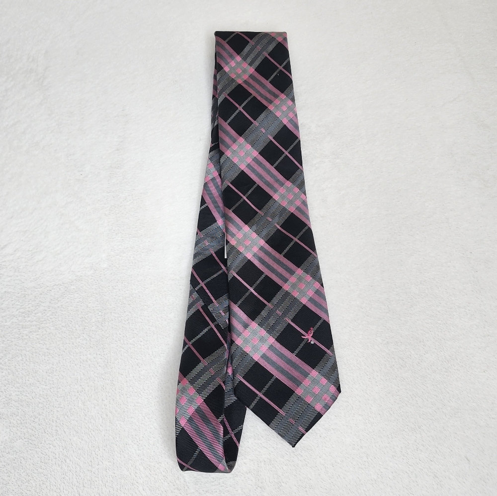 Susan G. Komen Knots For Hope Stylish Pink and Black Plaid Tie